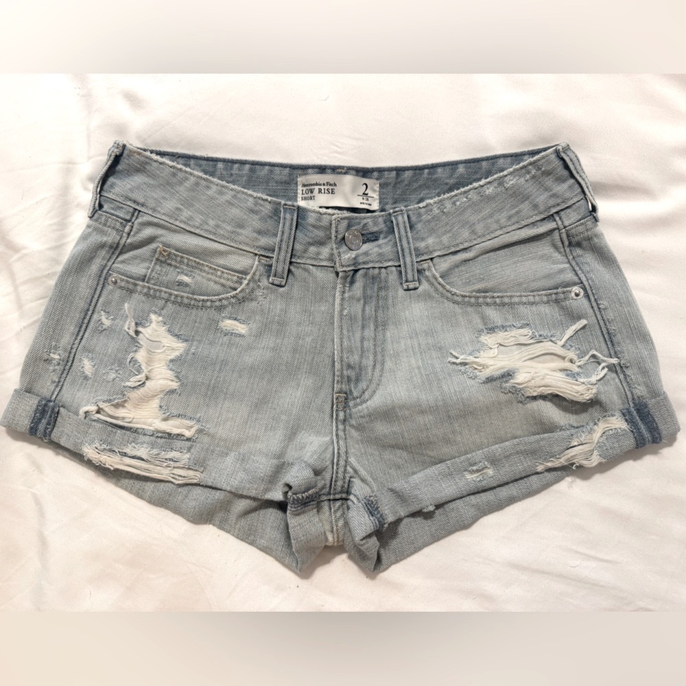 NWOT Abercrombie Low Rise, Distressed Light Denim Shorts